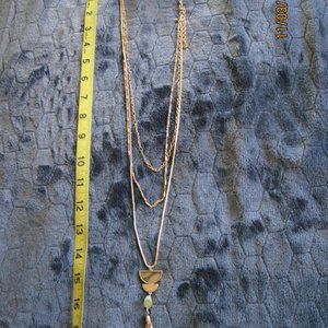 Ashley Cooper Gold Tone triple strand necklace and pendant NWT